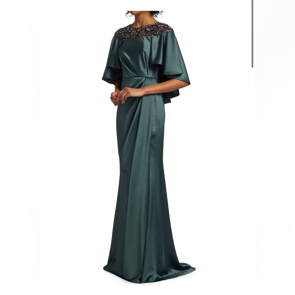 $1295 Amsale Bead-Embroidered Satin Gown size 0